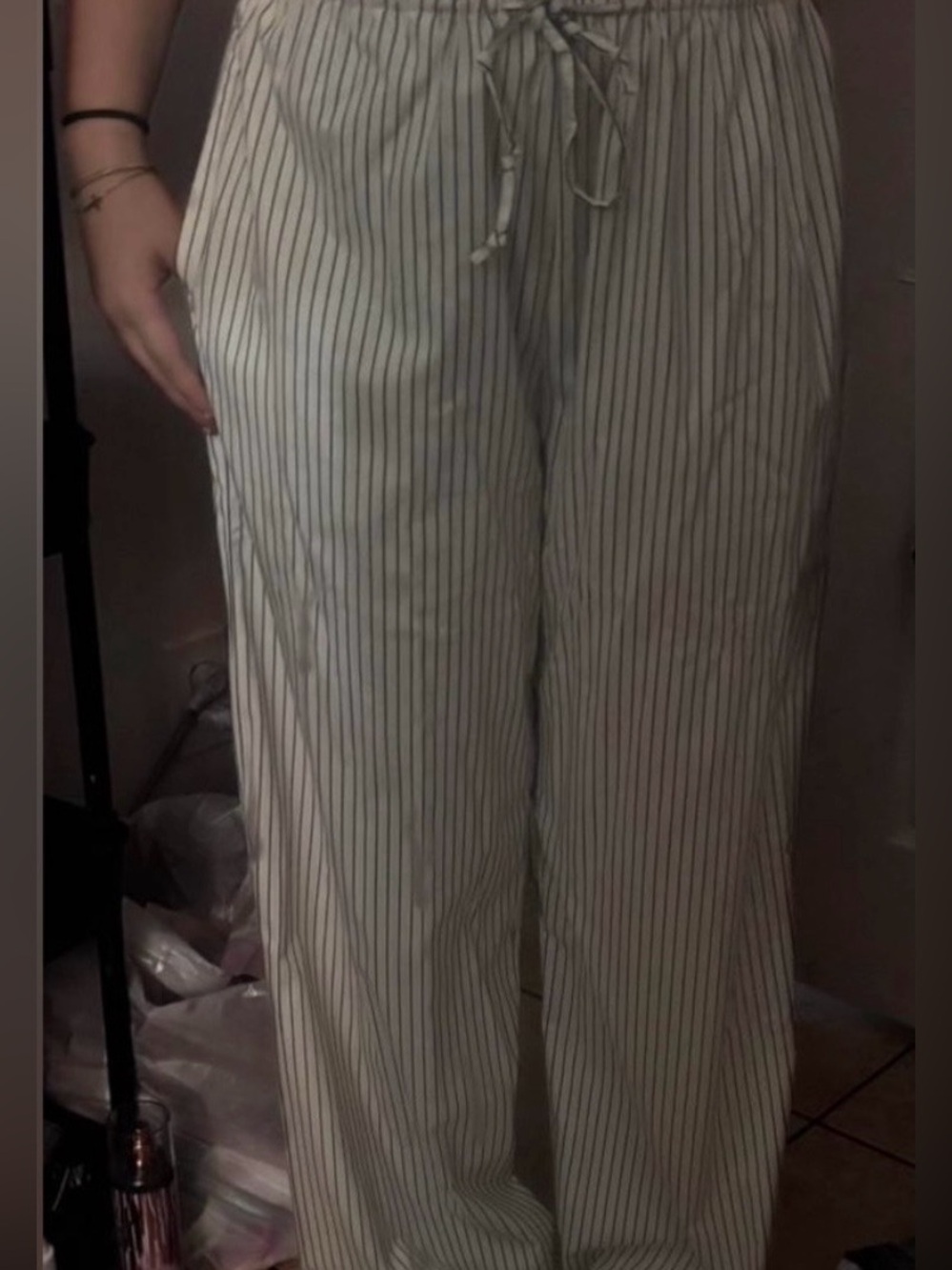 American Eagle Lounge Striped Adjustable Waistband Pants